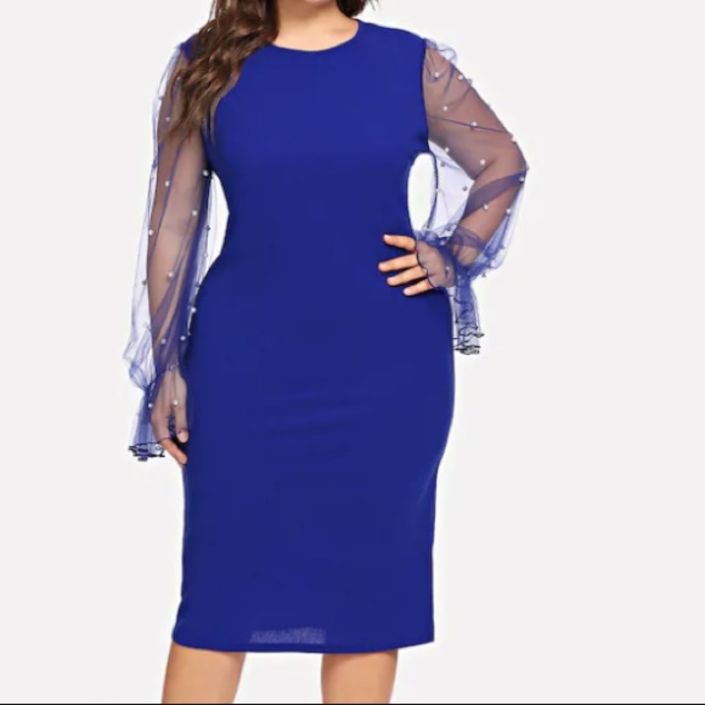 Pearl Mesh Sleeve Curvy Dress 14/16
